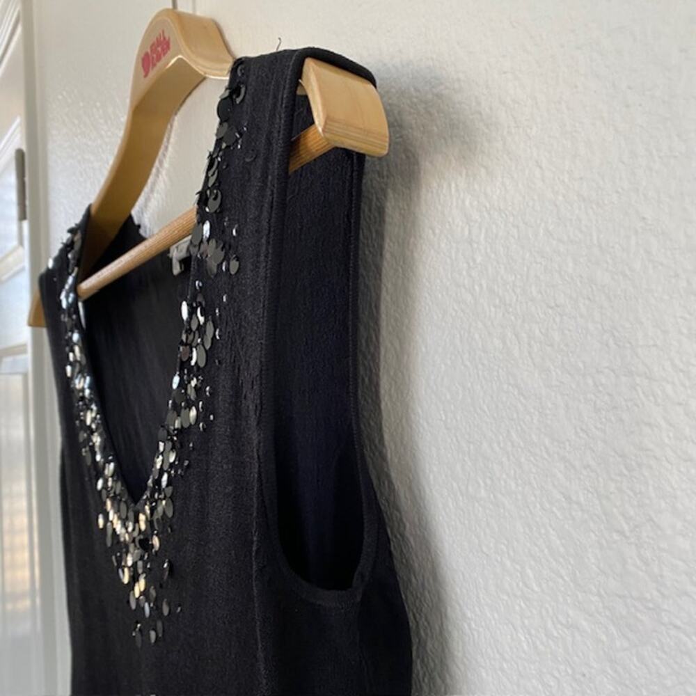 Kay Unger Black Sequin V-Neck Knit Sleeveless Top Celebration Wedding Women's XL - Picture 6 of 11